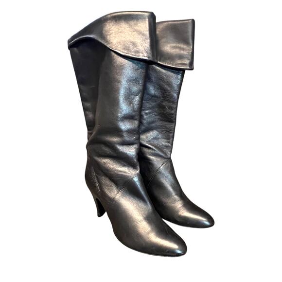 Mister Shoes Black Knee Boots By Markon Footwear Size 5 Classic Witchy Pirate - Picture 1 of 8